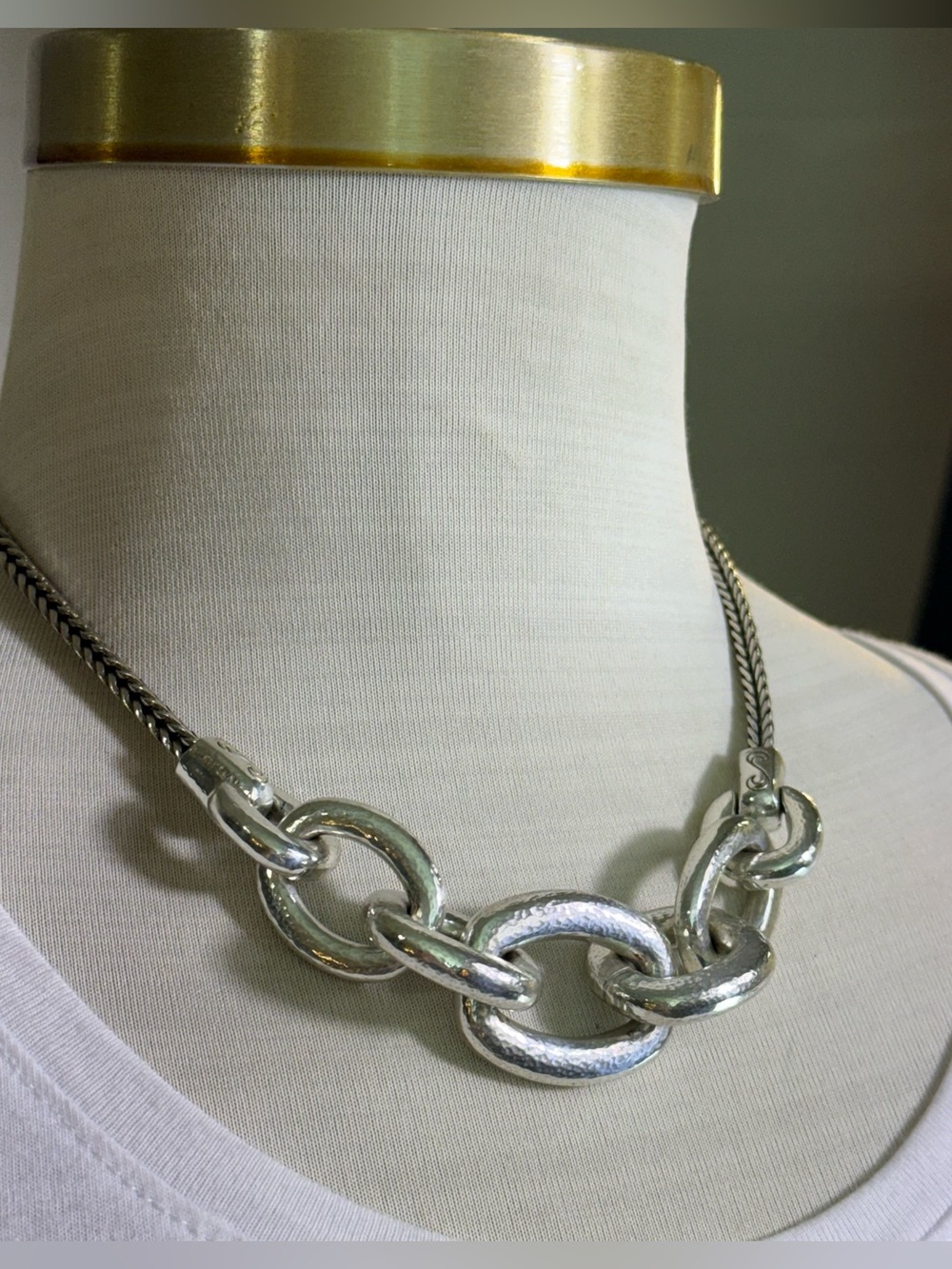 Brighton “Mercer” Chunky Hammered Silver Woven Statement Necklace EUC